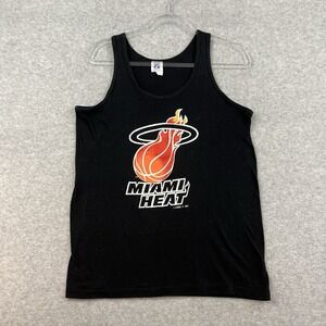 Vintage 90s Logo 7 Miami Heat Tank Top Mens Large Black NBA Sleeveless Shirt NBA